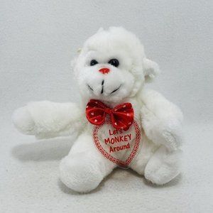 Vintage 1991 Fairview Lets Monkey Around Plush 7” Valentine White Red Heart Love